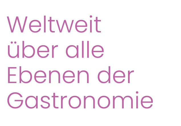 Weltweit alle Ebenen Grafische Headline: Weltweit über alle Ebenen der Gastronomie, bei Marketing für Gastronomie